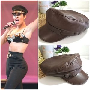 Selena style Brown Military Captain Hat Sz XL